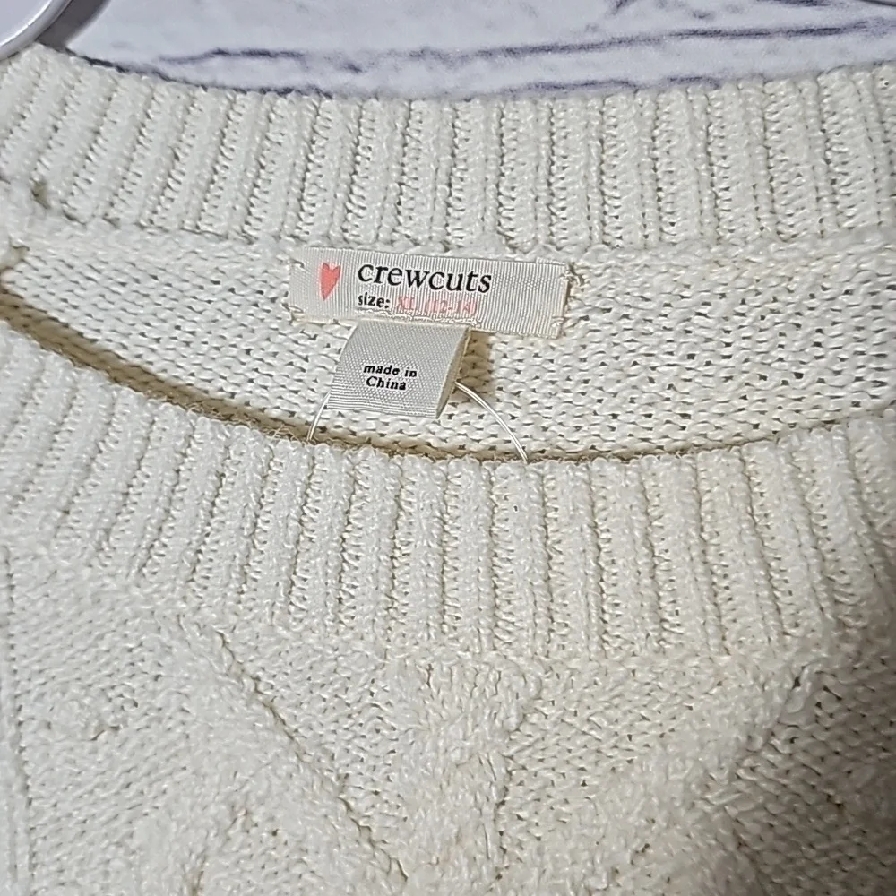 Crewcuts SZ XL 12/14 cream sweater cable knit K76